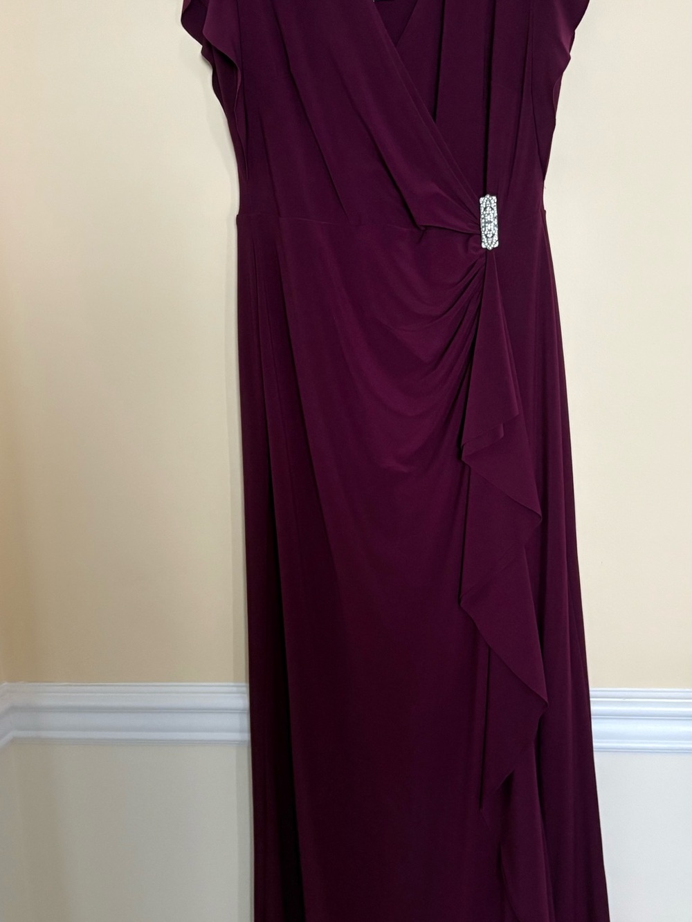 NWT Ralph Lauren Plum Maxi Dress with Rhinestone Accent